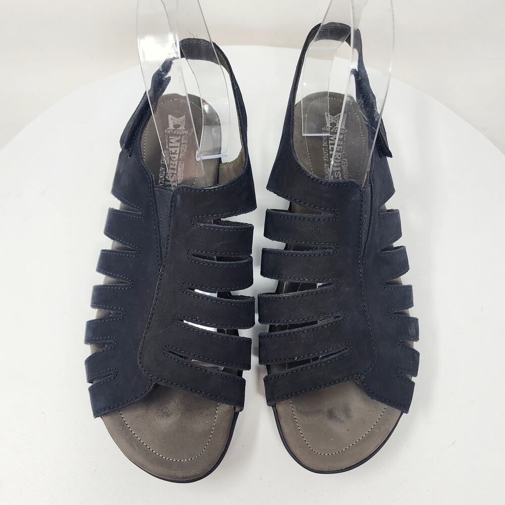 Mephisto Praline Air-Relax Sandal EU40/US10 Black Nubuck Leather Strappy Shoes - Picture 3 of 14